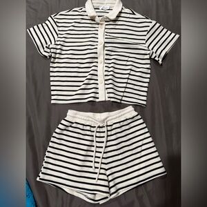 Black and White Striped Swim Coverup Set